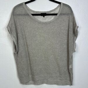 Josie Gray Linen Cotton Knit Short Sleeve Relaxed Fit Top Size M/L